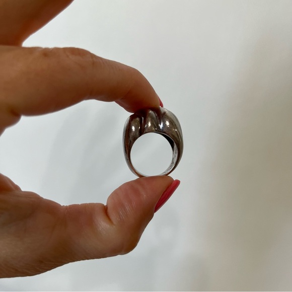 Vintage 925 Sterling Silver Chunky Heavy Wavy Ring Mexico - Picture 6 of 10